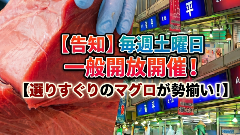 【毎週土曜日】一般開放のおしらせ！プロが通う市場の味をご家庭で